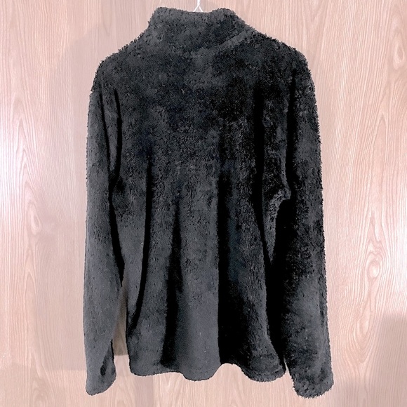 Avalanche Black Fluffy Fleece Pullover 1/4 Zip Jacket - Picture 2 of 3